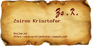 Zsiros Krisztofer névjegykártya